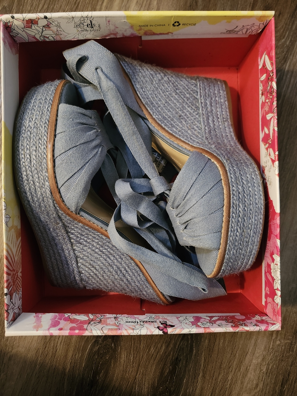 SIZE 10 GIANNI BINI - Wedge Espadrille Sandals - Light Blue Women’s Shoes